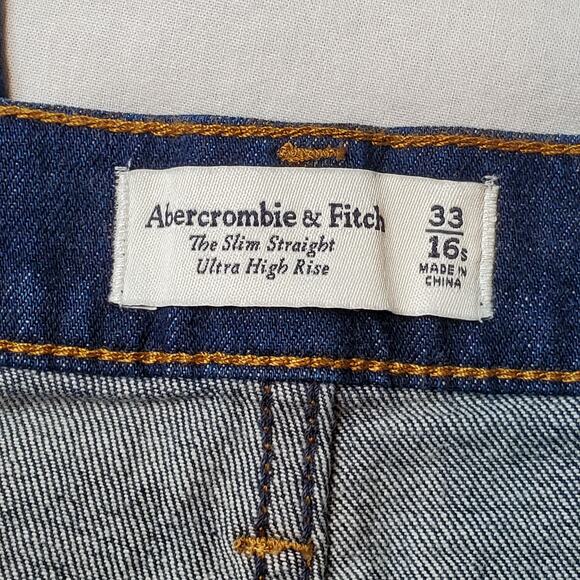 Abercrombie & Fitch Women Size 16S NWT Slim Straight Ultra High Rise Jean Blue - Picture 7 of 9